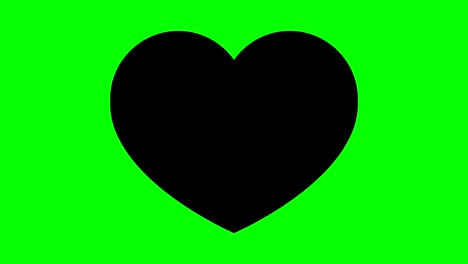 a recycling sign appears inside a black heart on a green screen.