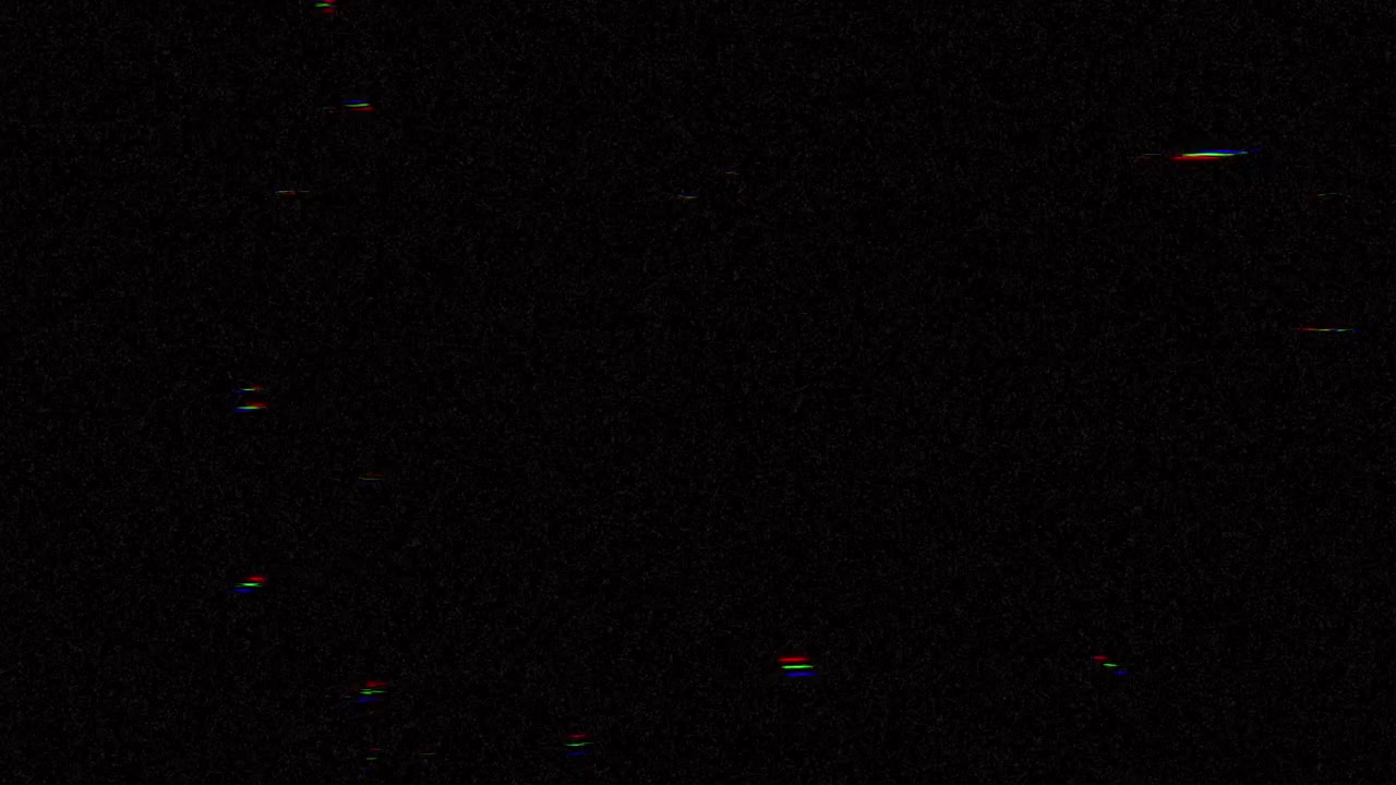 Schermo Nero Astratto con Rumore Statico Colorato ed Effetti Glitch
