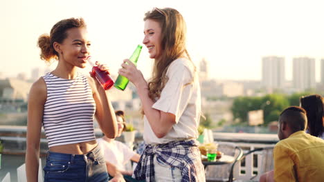 friends enjoying rooftop party