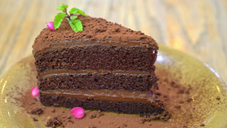 chocolate cake on plate in cafe restaurant