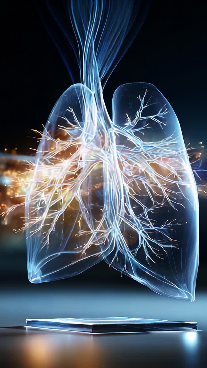 A Stunning Visual Representation of Lungs Glowing with Energy, Showcasing Their Intricate Structure and Function in a Futuristic, Ethereal Display of Light