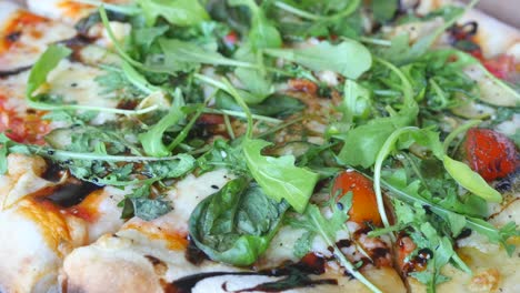 top view of rotating delicious vegetarian pizza