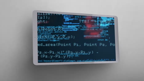 animación del procesamiento de datos mostrada en la pantalla de la tableta digital