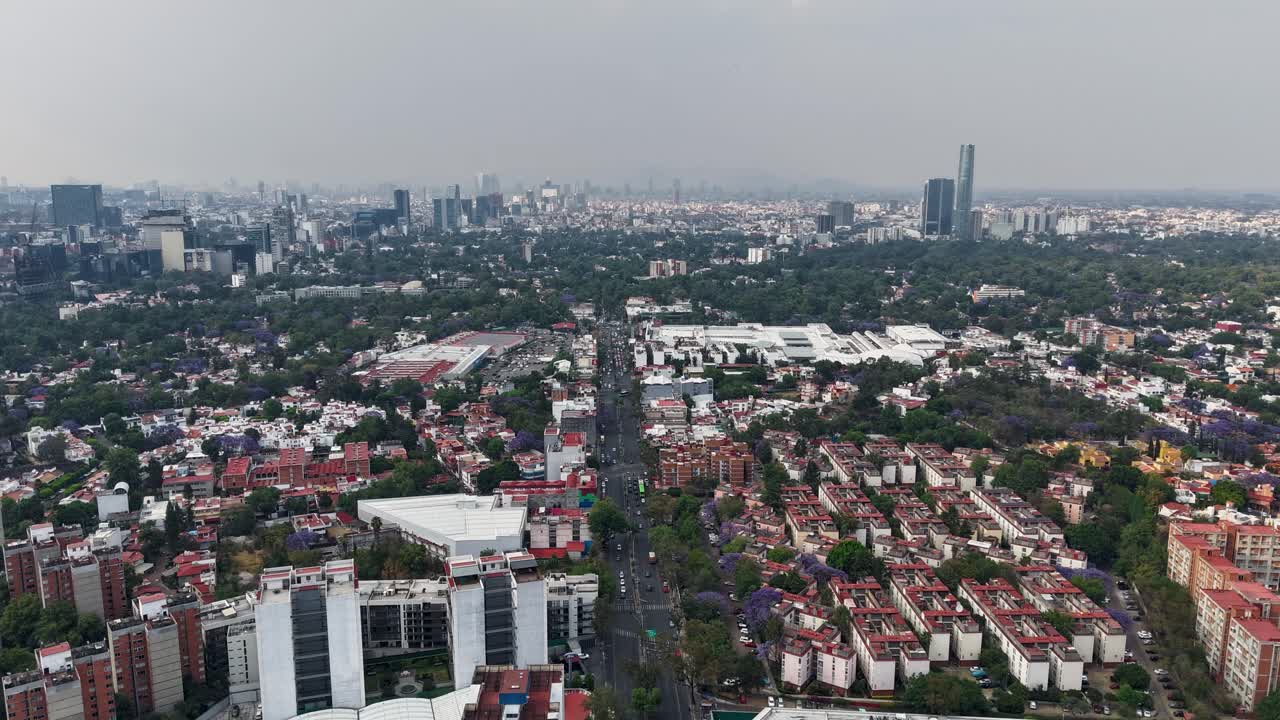 Using a drone, hyperlapse of Mexico City's urban area.