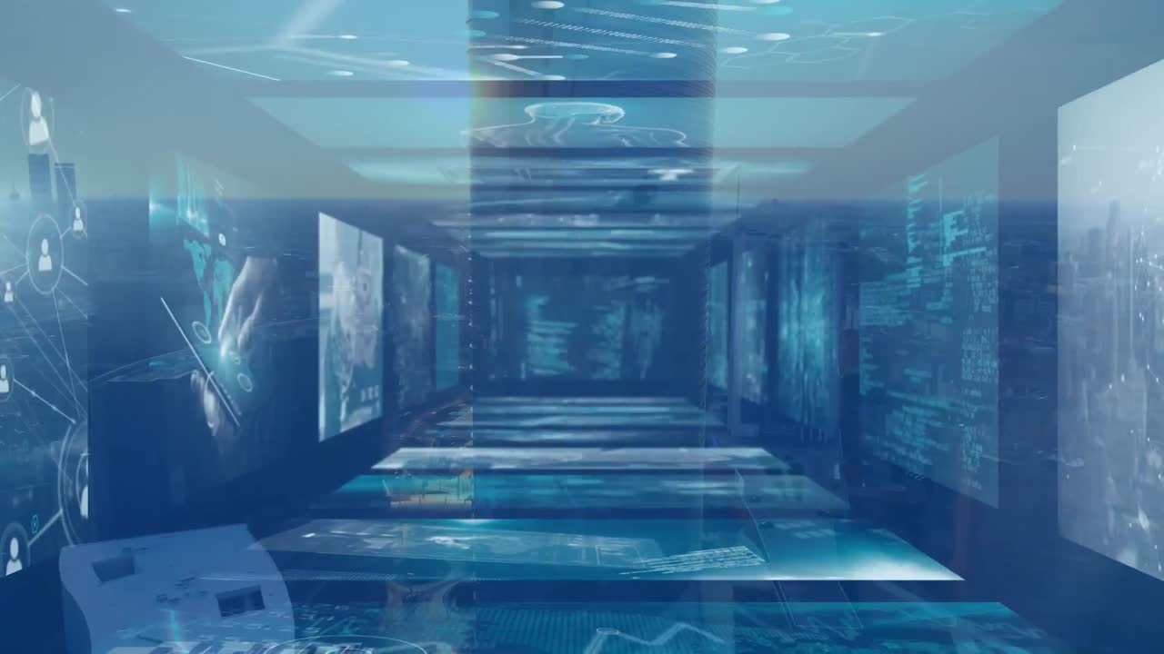 풍경 위의 화면에서 데이터 처리의 애니메이션