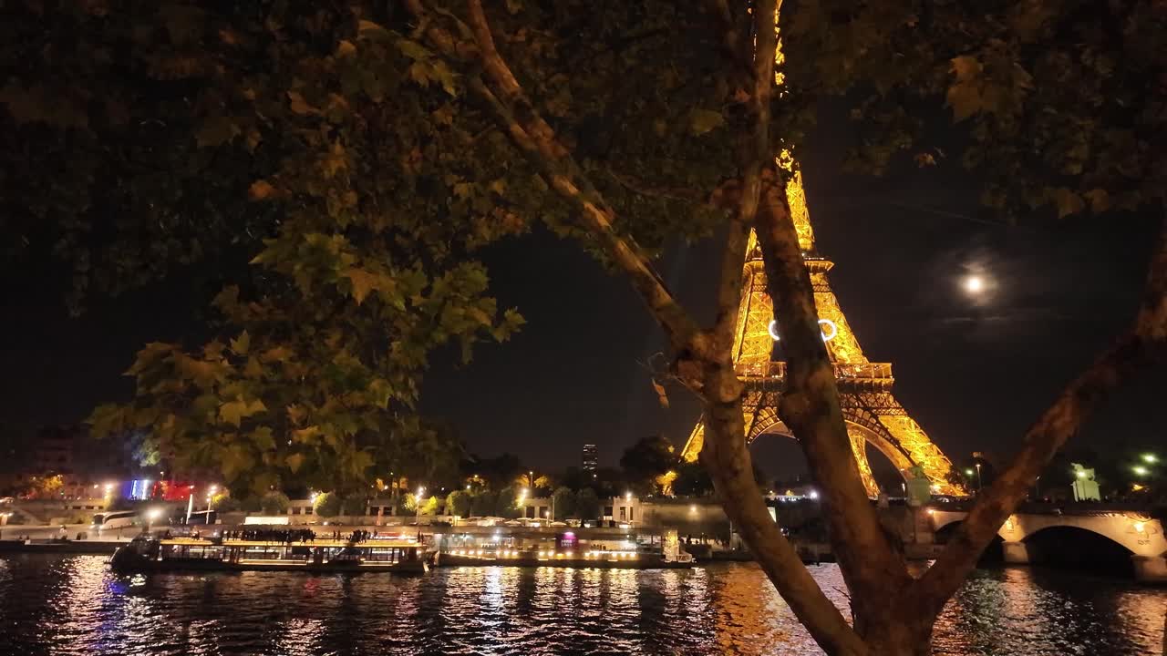 Eiffel Tower at Night with Olympic Rings