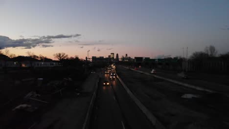 traffic in i-35, minnesota, aerial footage, cars, transportation in the highway in the city