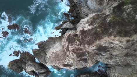 zenith view of cliff and waves in oaxaca's shore