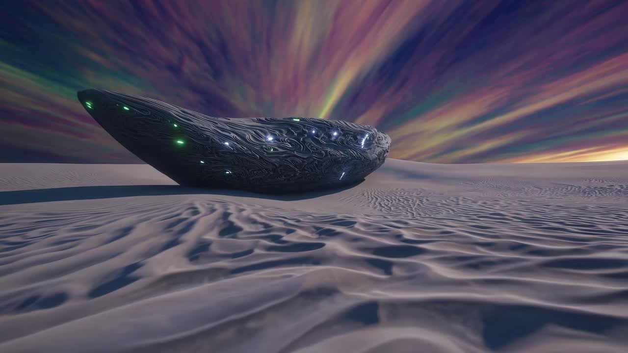 Alien Spaceship in a Desert Landscape