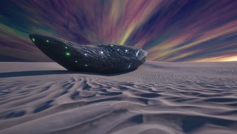 alien spaceship in a desert landscape