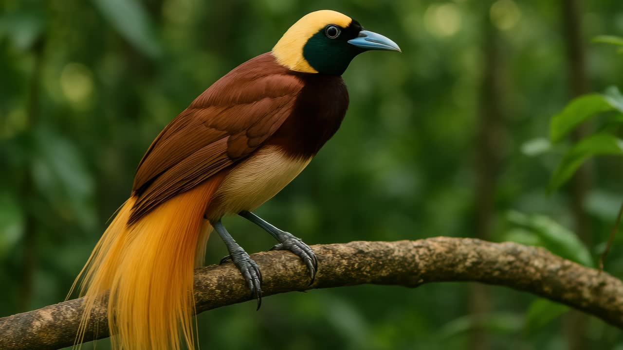 Een levendige vogel zit op een tak, vastgelegd in een close-up hoek