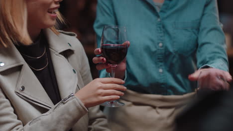 diverse group of friends making toast drinking wine having fun socializing hanging out in restaurant chatting sharing celebration enjoying evening reunion gathering