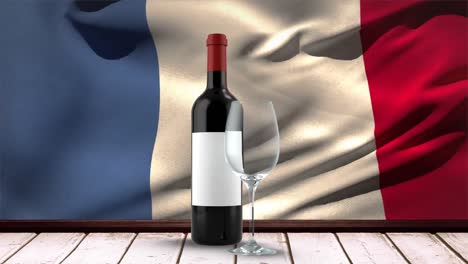 video de la bandera francesa y vino tinto