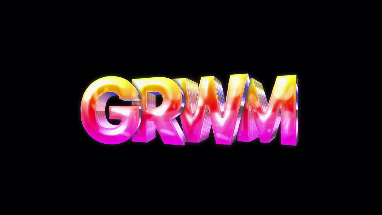 Vibrant 3D GRWM Letters Appearing with Neon Effect
