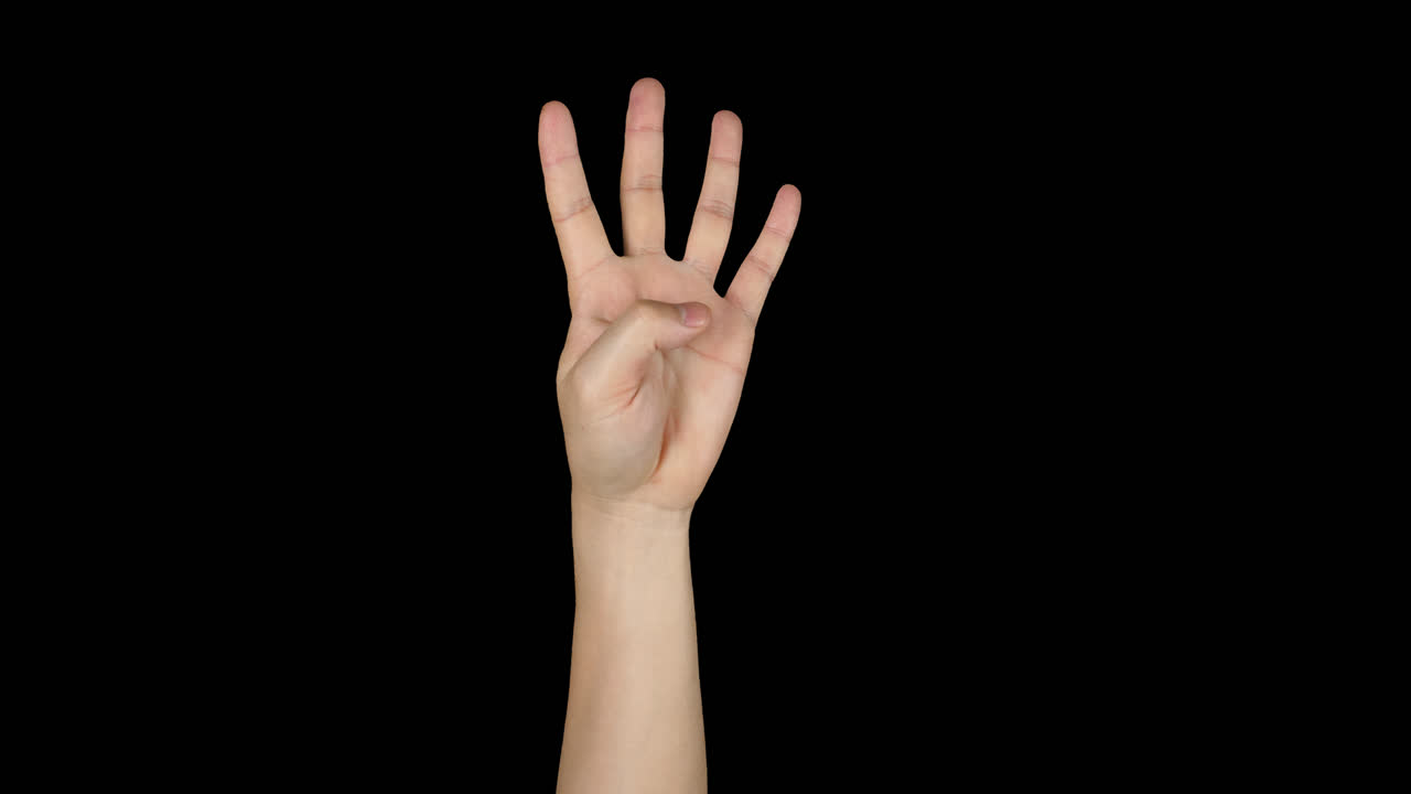 Hand Showing the Number Four