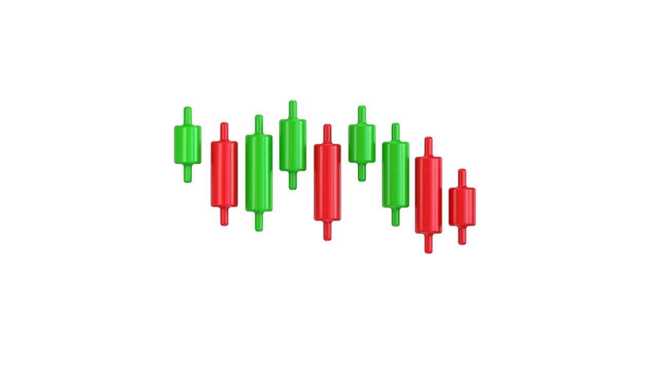 3D Animated Candlestick Chart Showing Market Fluctuations