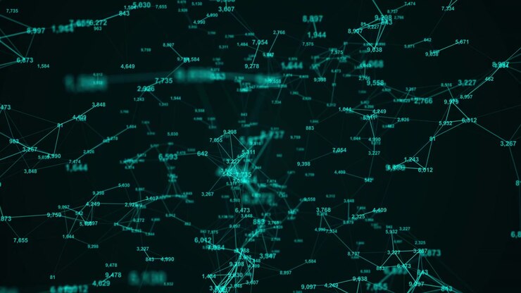 Abstract Digital Network Connection with Floating Data Points