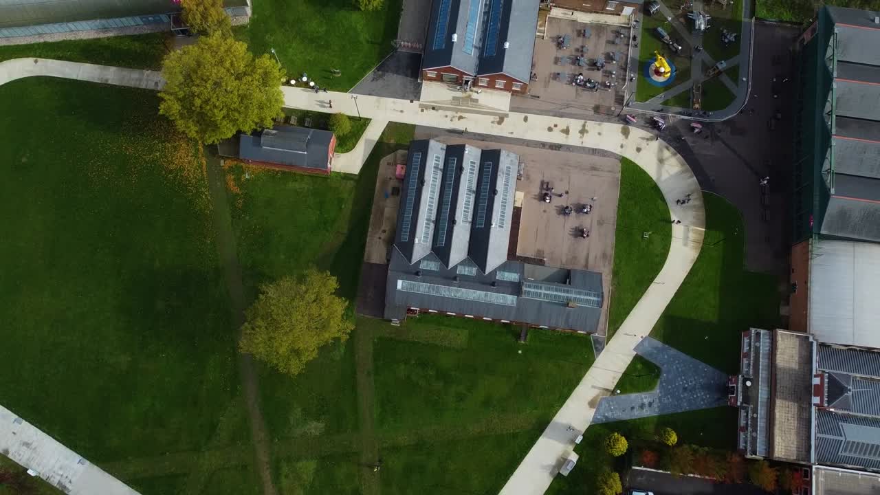 Freestyle drone movement over the Royal Air Force Museum in London, United Kingdom, UK.