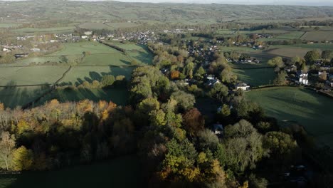 Inglaterra-Gales-Frontera-Hay-on-wye-Otoño-Paisaje-Aéreo-árboles