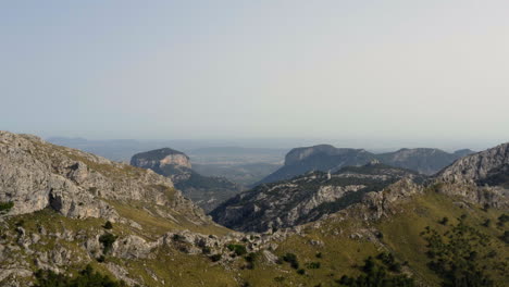 mountainous landscape with rugged terrain and table mountains, mallorca