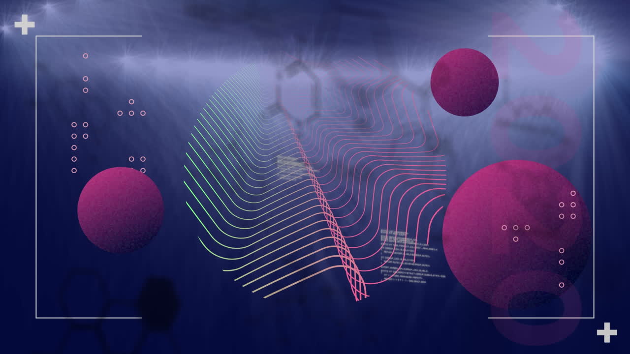 Animation of data processing with shapes over spots