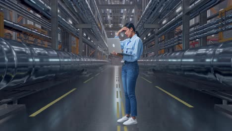 woman engineer facing a problem in factory