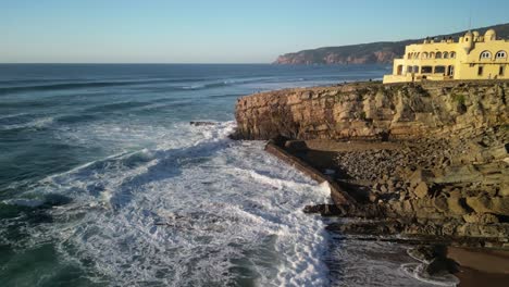 Aerial-shot-of-Cremina-Beach---Casais,-Portugal