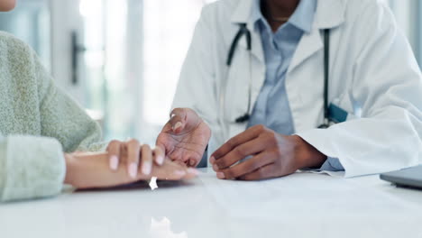 holding hands, doctor and patient with empathy