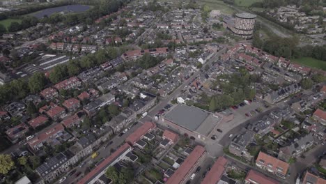 Aerial-of-Noordveen-residential-neighbourhood-in-Zutphen,-The-Netherlands