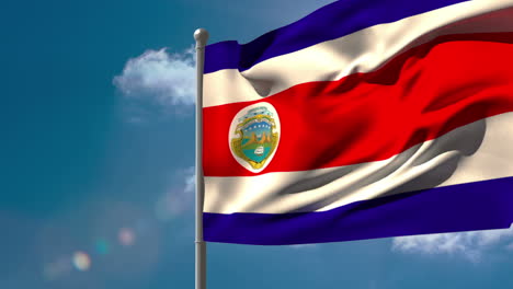 Costa-Rica-Nationalflagge-Weht-Am-Fahnenmast