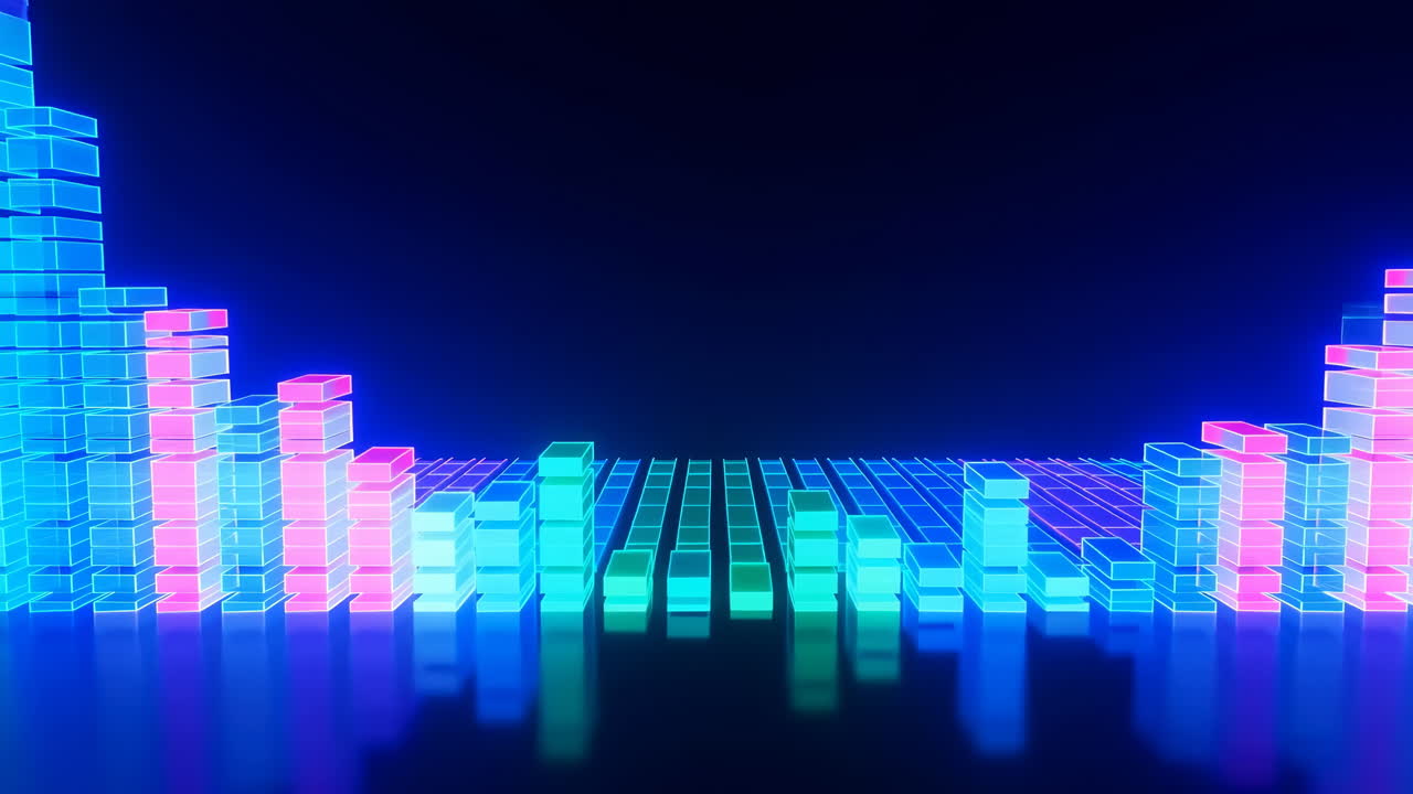 Dynamic Music Visualizer with Colorful Pulsating Neon Bars
