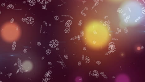animación de nieve cayendo sobre manchas de luz sobre un fondo negro.