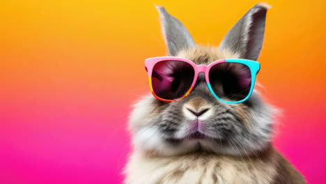cool rabbit wearing colorful sunglasses
