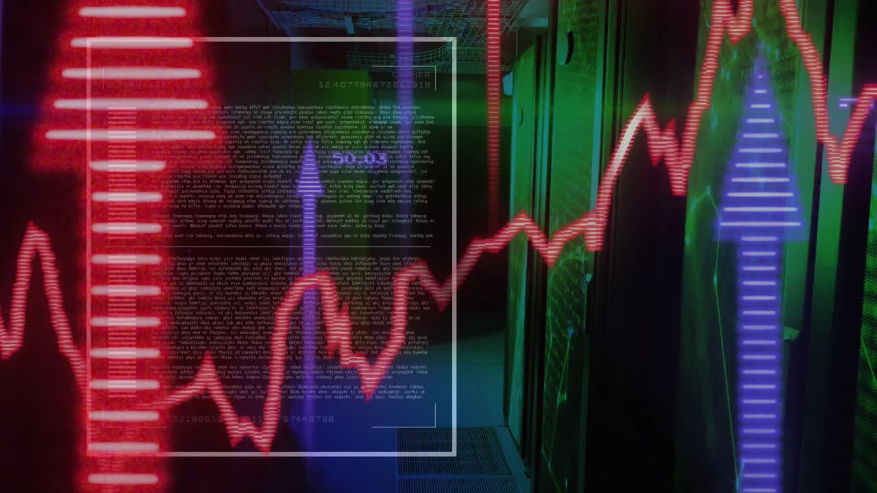 animación del procesamiento de datos en la sala de servidores