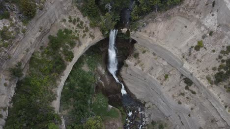 Top-aerial-view-over-waterfall,-Argentina-Patagonia