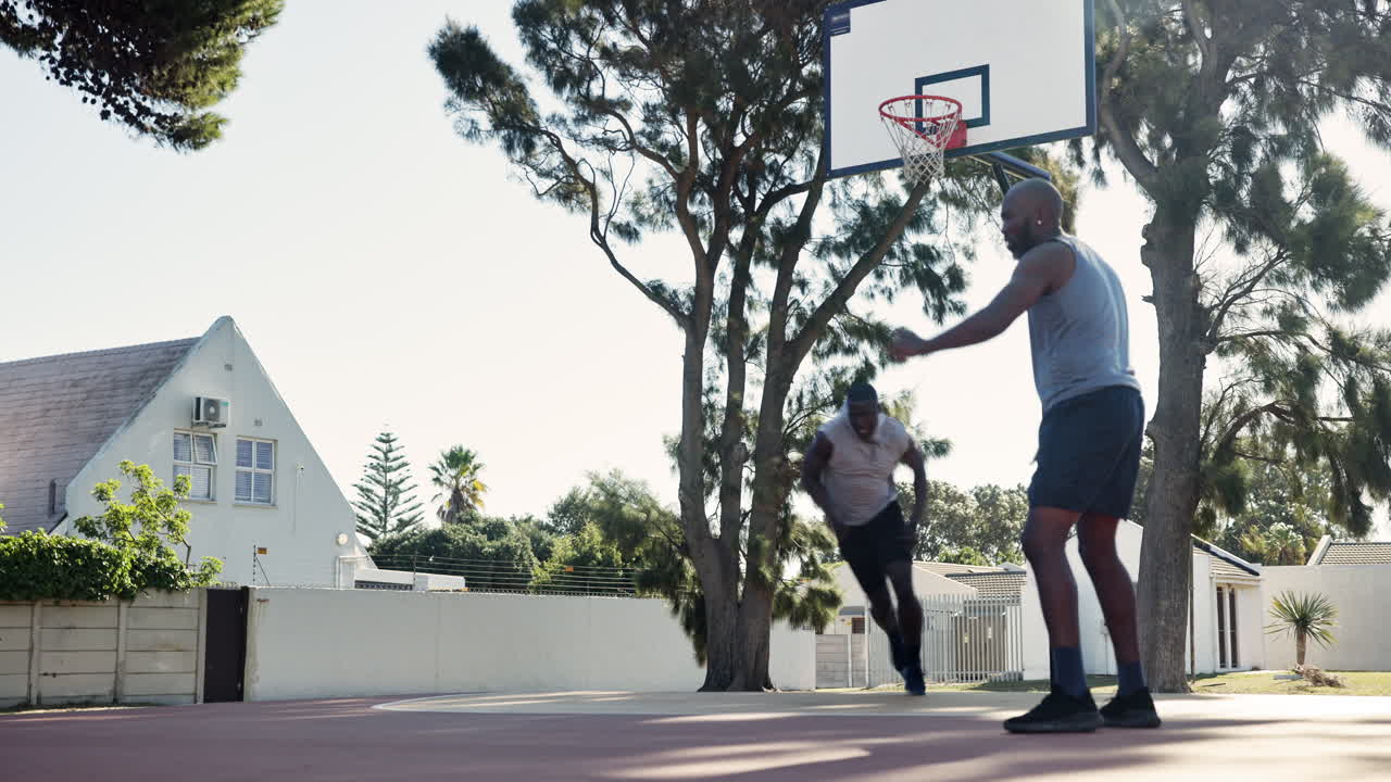 Basketball game on the court