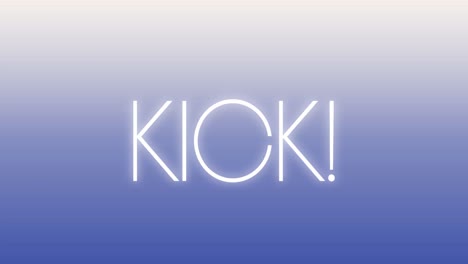 animation of kick text over blue background