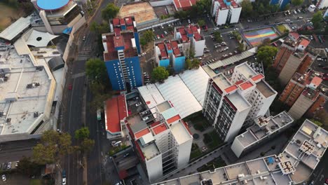 drone footage capturing a residential neighborhood in coyoacan, cdmx