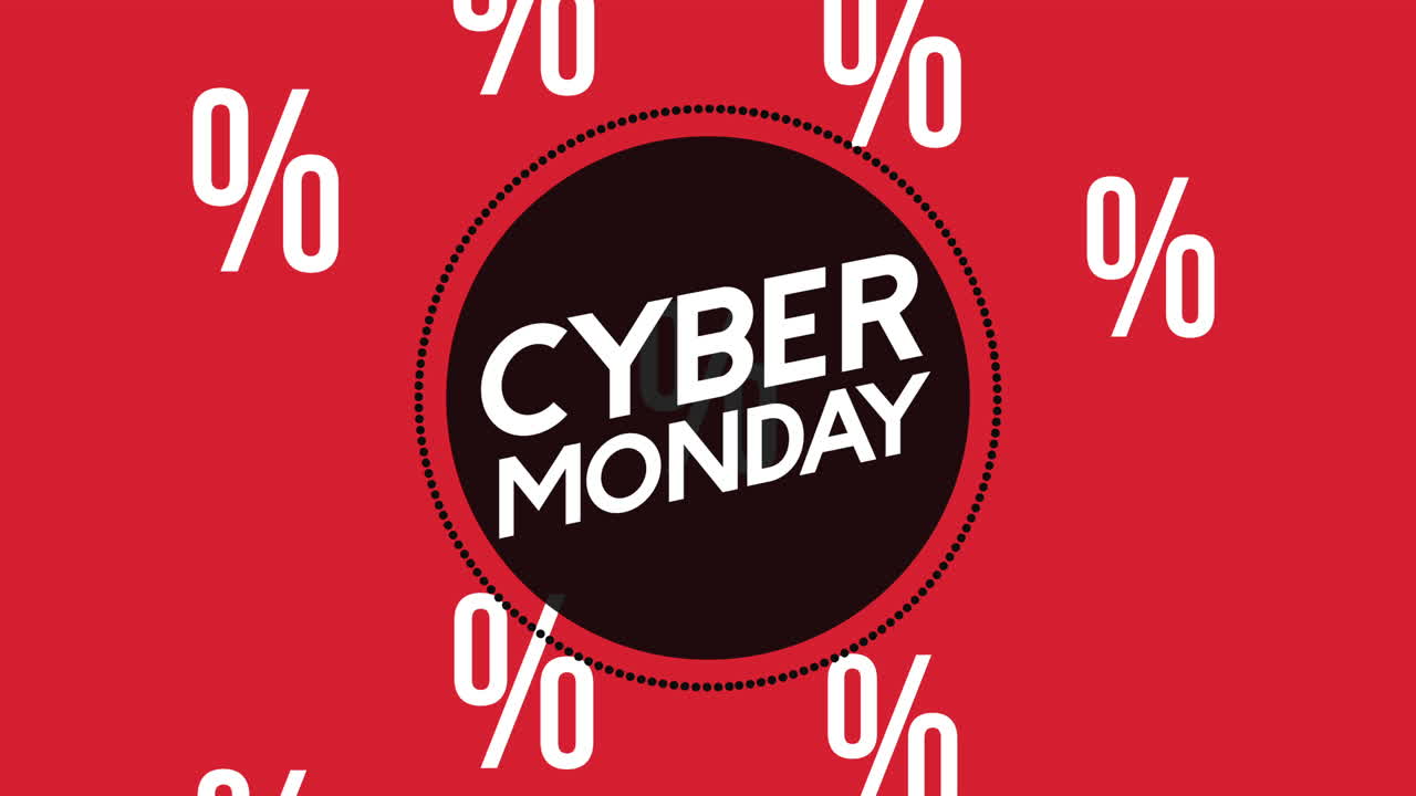 animación de ciber lunes con patrón de símbolos de porcentaje