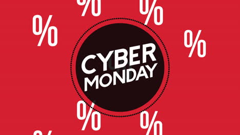 cyber montag-animation mit prozent-symbolen-muster