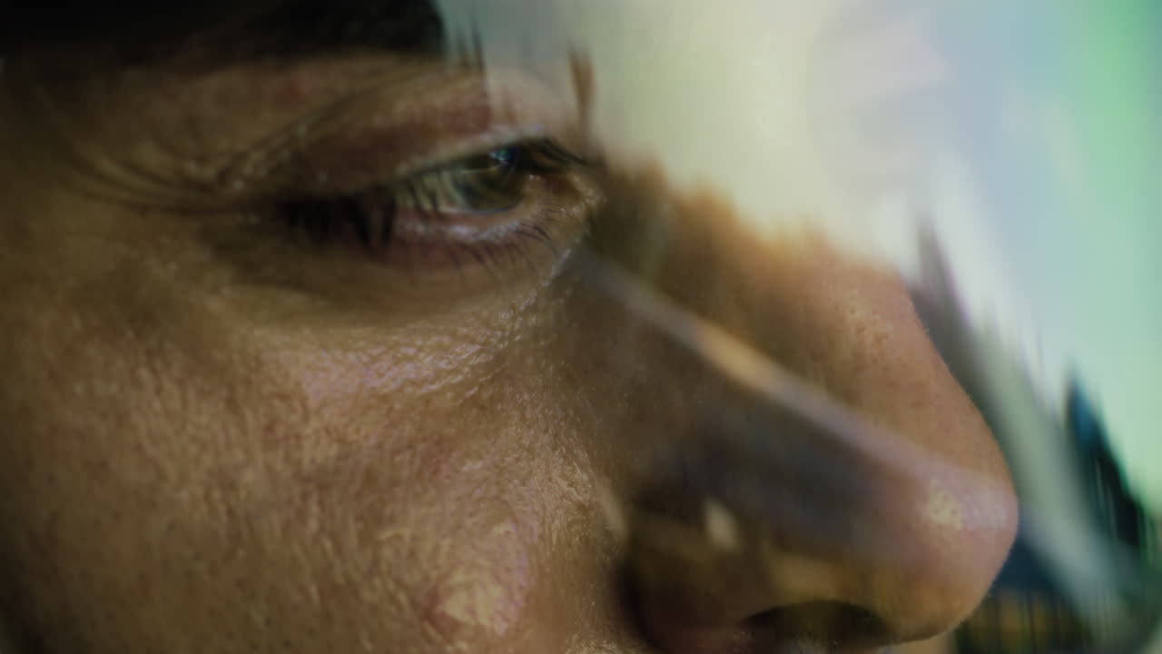 Eyes of a Car Driver Driving at High Speed on the Road Concentrated