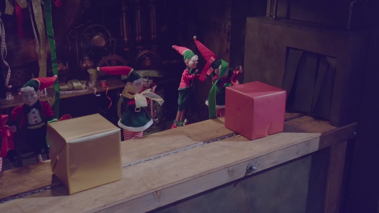 Christmas gifts passing by in a elf workshop in Schilliger in Gland Switzerland