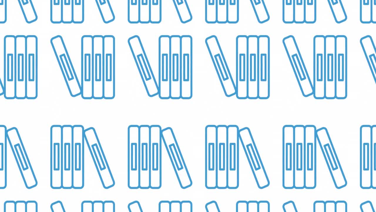 하 배경에 파란색 책 아이콘 패턴의 애니메이션