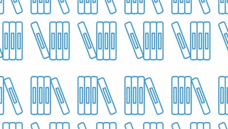 Animation-of-blue-books-icons-pattern-on-white-background