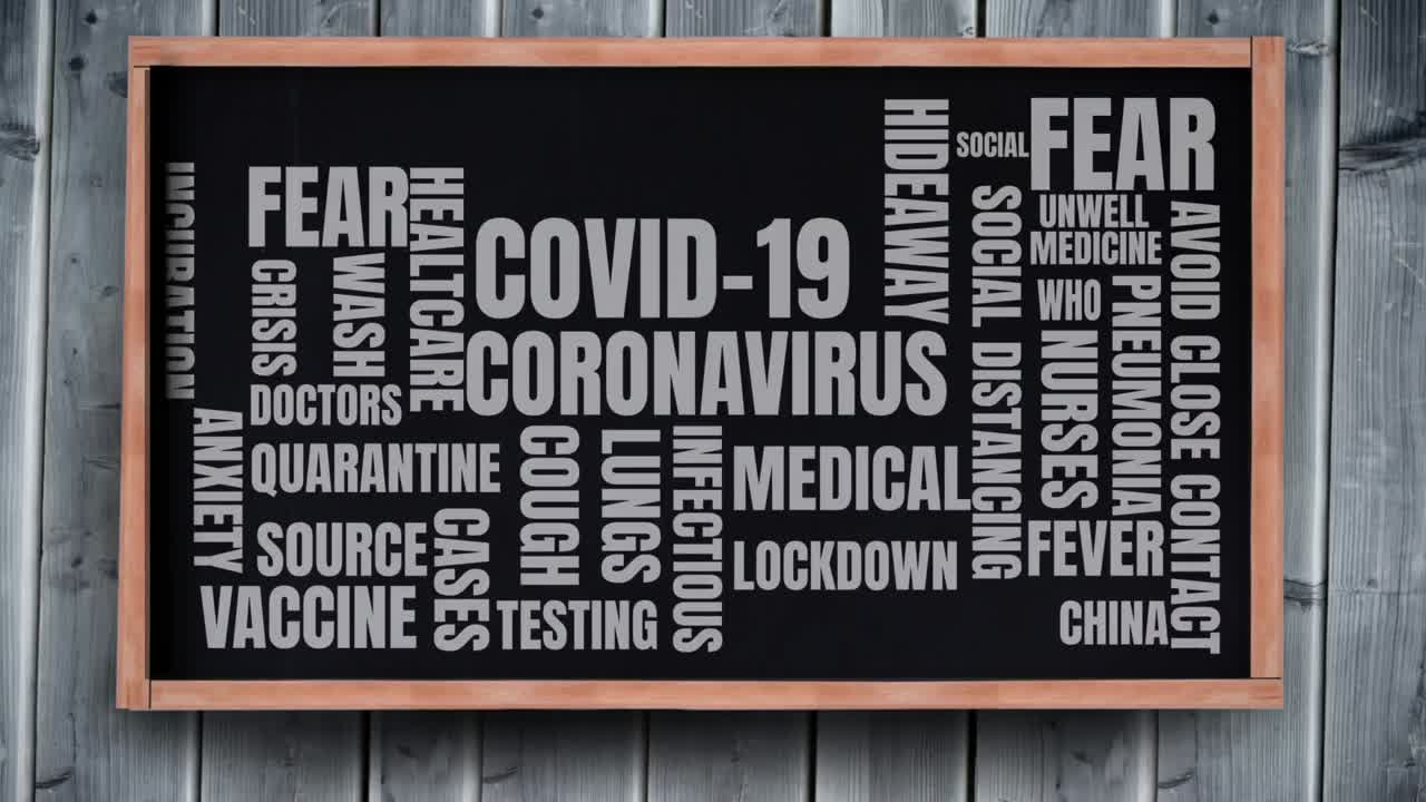 Coronavirus concept texts on black board