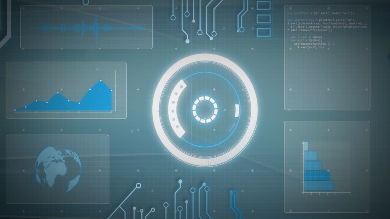 Animation of scope scanning and data processing over circuit board