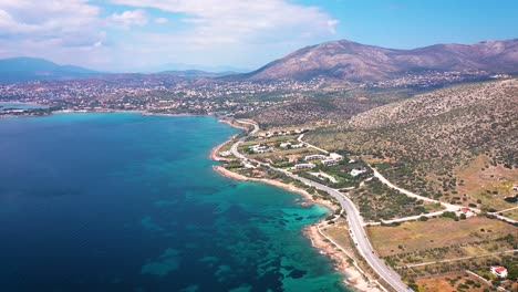 amazing turquoise water in the agean coast of attica sunio filmed by drone