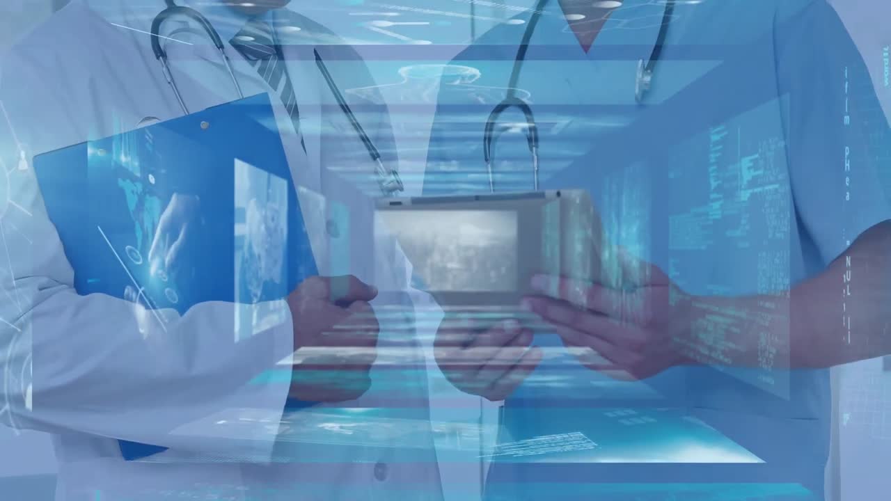 다양한 의사들에 대한 데이터 처리의 애니메이션