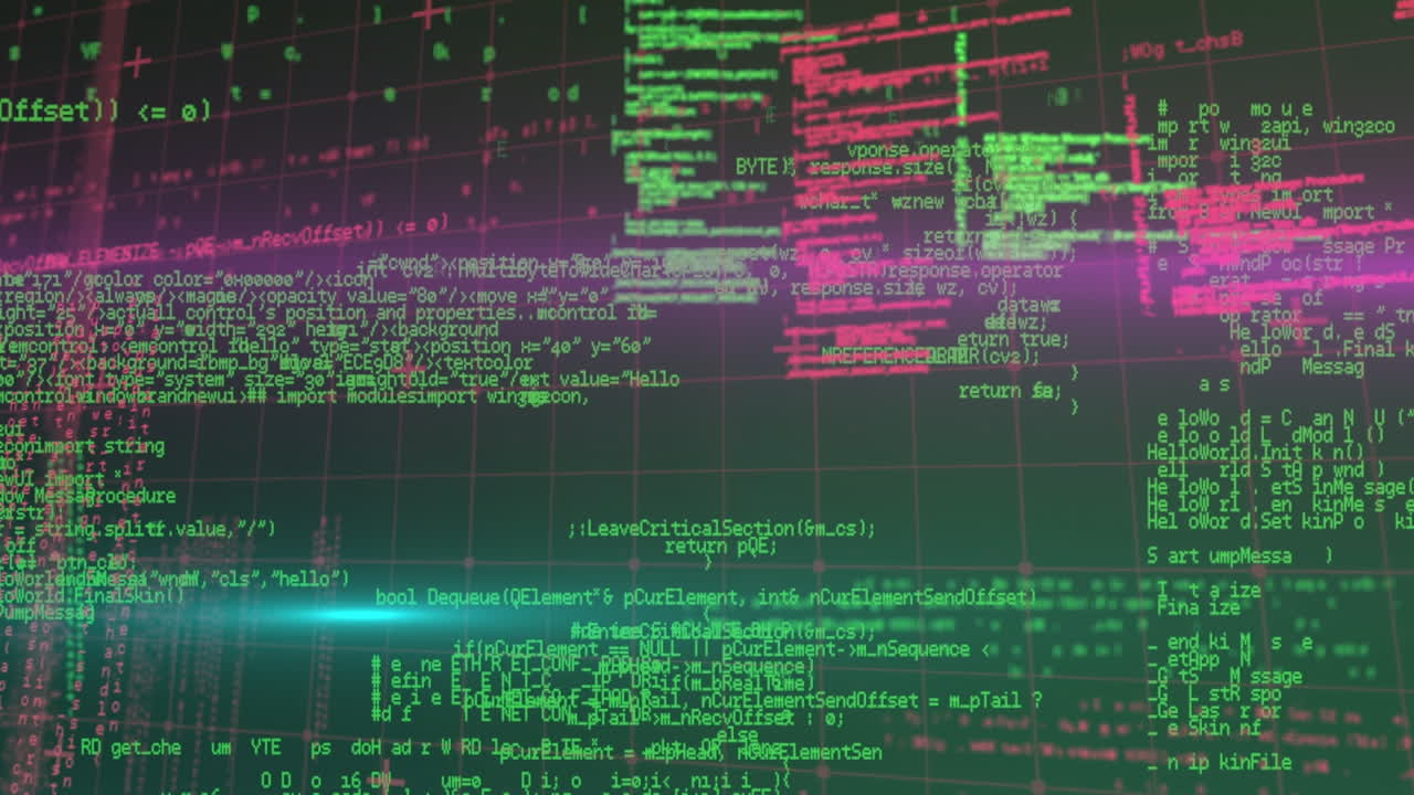 Animation of data processing on black background