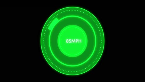 animation of car speedometer on black background